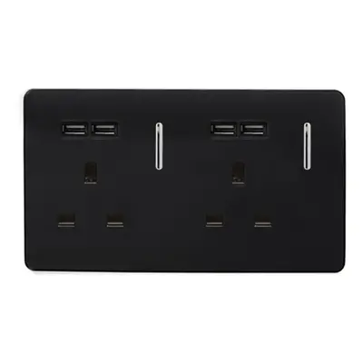 Trendi Gang Artistic Modern Glossy Amp x 2.1mA USB Switched Tactile Plug Socket Piano Black