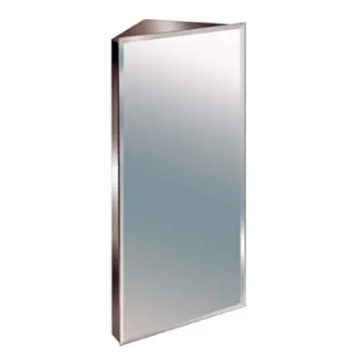 600mm Bevelled Edge Stainless Steel Mirror Bathroom Corner Cabinet