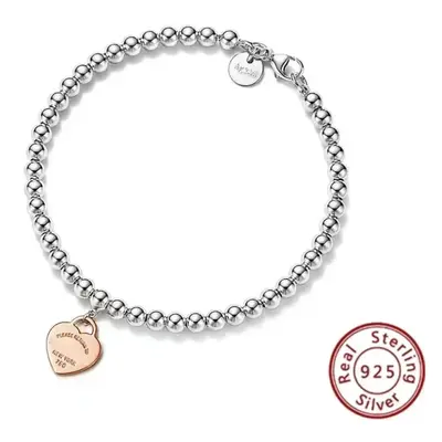 (TFSL-2, 16cm) New S925 Sterling Silver Tiffany Bracelet High-End Elegance Heart Trendy Fashion,