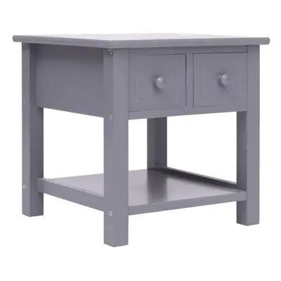 vidaXL Paulownia Wood Side Table Grey Home Coffee Couch Table Bedside Cabinet