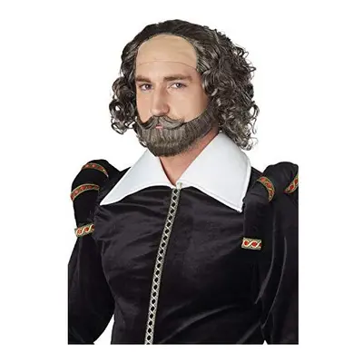 California Costumes Mens Shakespeare Wig, Brunette/Gray, One Size