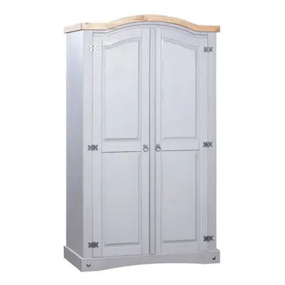 vidaXL Wardrobe Mexican Pine Corona Range Doors Grey Clothes Cabinet Closet