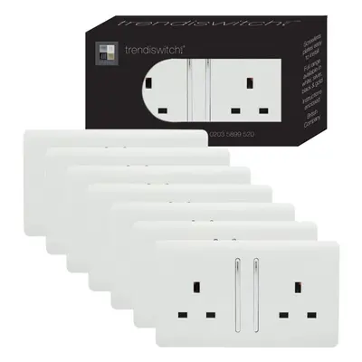 Trendi Gang Artistic Modern Glossy Amp Switched Tactile Plug Socket White Trade Pack (x7)