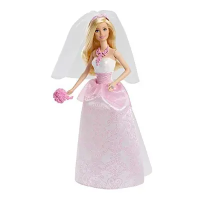 Barbie Bride Doll in White and Pink Dress with Veil and Bouquet