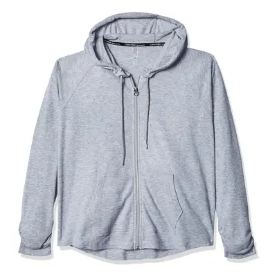 Calvin Klein Women's Ruched Long Sleeve Zip Front Hoodie Pearl Grey H