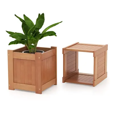 Hardwood Outdoor Planter Boxes Wooden Raised Garden Bed-Natural