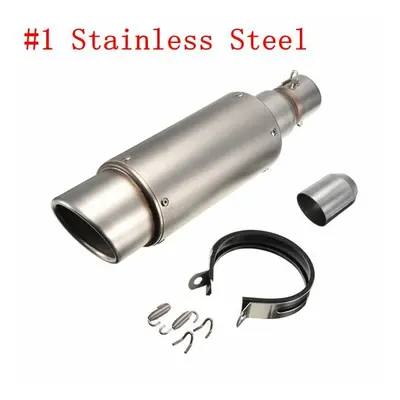 (Silver) 38-51mm Stainless Steel OR Carbon Exhaust Muffler Pipe Silencer Motorcycle Street Racin