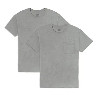 Fruit of the Loom Men's Eversoft Cotton T-Shirts S-4XL Pocket-2 Pack-Grey Heather Large