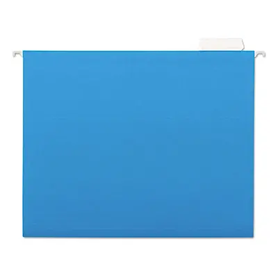 Universal Hanging File Folders 1/5 Tab Point Stock Letter Blue 25/Box