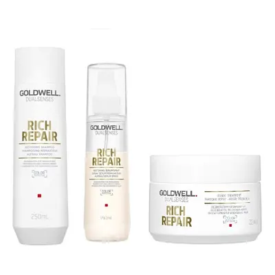 Goldwell Dualsenses Rich Repair Shampoo 250ml, 60sec Treatment 200ml and Serum Spray 150ml