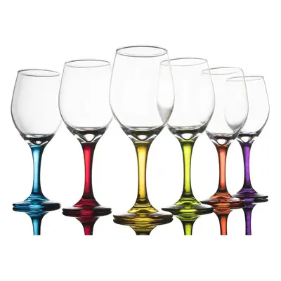 Trinkware Colored Stem Wine Glasses Set Of - Multi Yellow, Orange, Purple, Blue, Red, Green - Fu