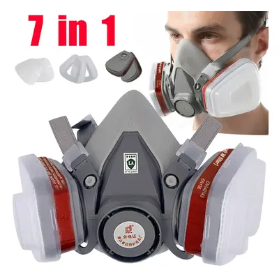 7 in 6200 Half Face Mask Gas Chemical Painting Spraying Respirator