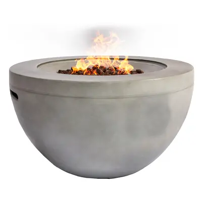 MDA Designs Tabiti Light Grey Lavish Garden & Patio Gas Fire Pit with Eco-Stone Finish