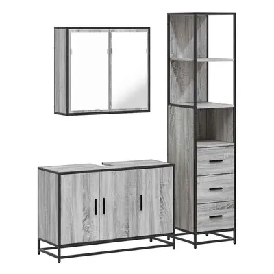 (grey sonoma) vidaXL Piece Bathroom Furniture Set Black Engineered Wood bathroom cabinet