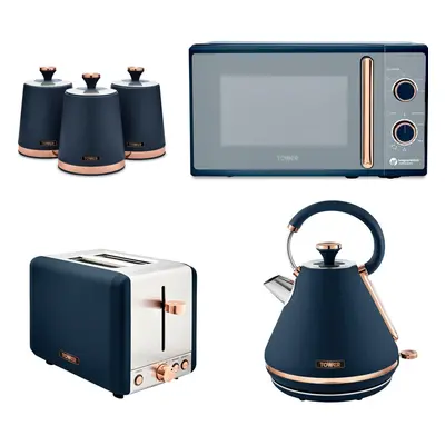 Tower Cavaletto Kettle Toaster Microwave & Canisters Blue & Rose Gold