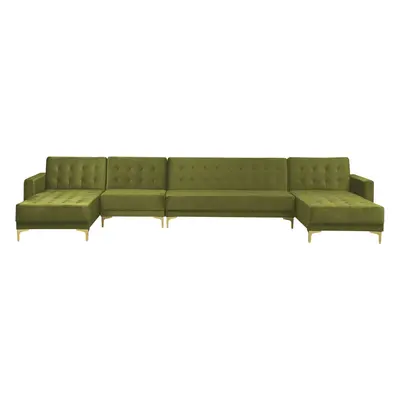 Large Sofa ABERDEEN Green Velvet Reversible