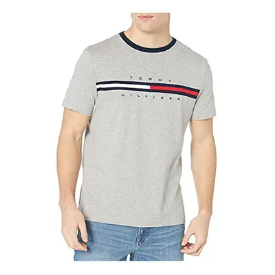 Tommy Hilfiger mens Short Sleeve Logo T-shirt T Shirt grey Heather