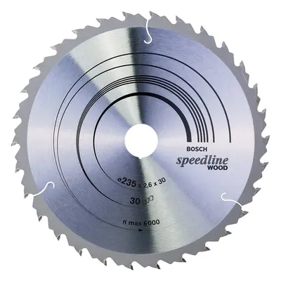 Bosch Speedline Wood Circular Hand Saw Blade, 235mm x 2.6mm x 30mm, Teeth, Blue