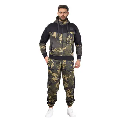 (L) Mens Tracksuit Camo Green Hoodie Sweatpants