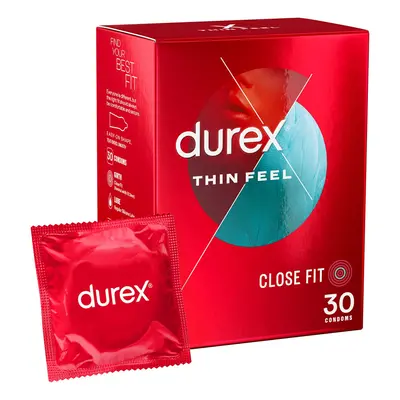 Thin Feel Condoms, Close Fit, 30s, Secure, Tighter, Natural Latex, with Silicone Lube, Easy On S