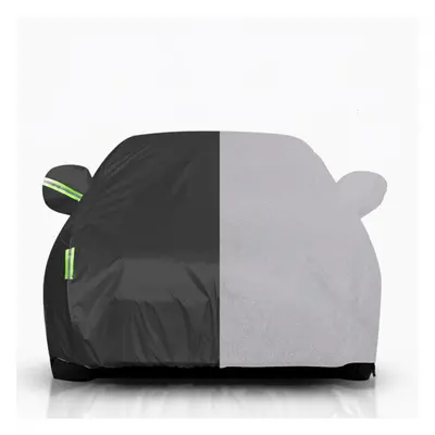 (M) Full Car Cover Waterproof All Weather Outdoor UV Protection Windproof Black L/XL For Sedan