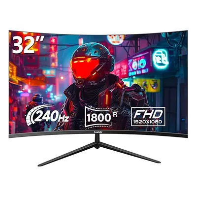 32 Inch Curved Gaming Monitor 240Hz, 1800R PC Monitor Full HD 1080P, Frameless Computer Dispaly