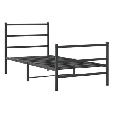 vidaXL Metal Bed Frame with Headboard and FootboardÂ Black 90x190 cm Single