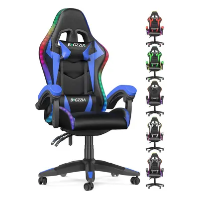 (Blue) Ergonomic Gaming Chair With LED Lighting Effects