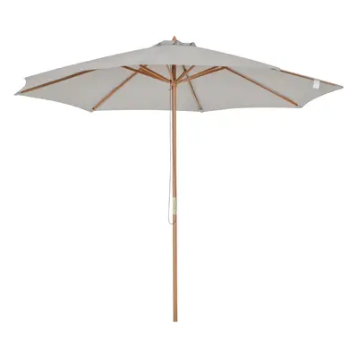 Outsunny 3(m) Wooden Garden Parasol Sun Shade Outdoor Umbrella Canopy Grey