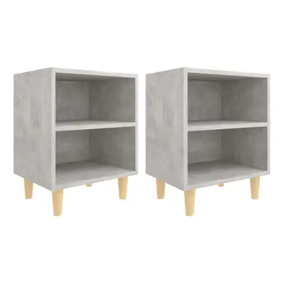 (concrete grey, pcs) vidaXL 1/2x Bed Cabinet with Solid Wood Legs 40x30x50 cm Stand Multi Colors