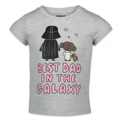 STAR WARS Darth Vader Princess Leia Big Girls Graphic T-Shirt Gray