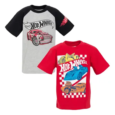 Hot Wheels Toddler Boys Pack Graphic TShirts GrayRed 4T