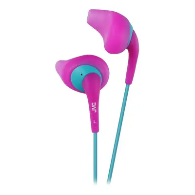 JVC Pink and Green Nozzel Secure Comfort Fit Sweat Proof Gumy Sport Earbuds with long colored co