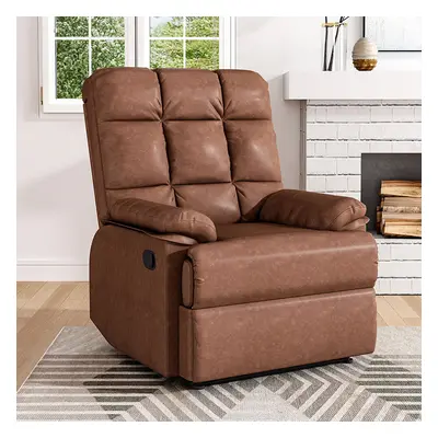 (Brown) Faux Leather Upholstered Recliner Armchair Sofa