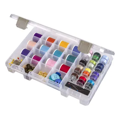 ArtBin 6911AB Sew-Lutions Bobbin/Supply Box Sewing Organizer [1] Plastic Storage Case Clear