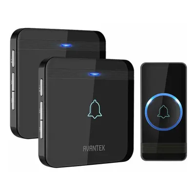 Wireless Doorbell, AVANTEK D-3B IP55 Door Bells Chime Kit with Plug-in Receivers and LED Flash, 