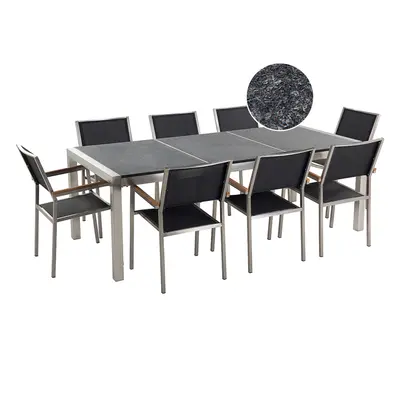 Dining Set for GROSSETO Stone Granite Effect 220x100x74 cm Black