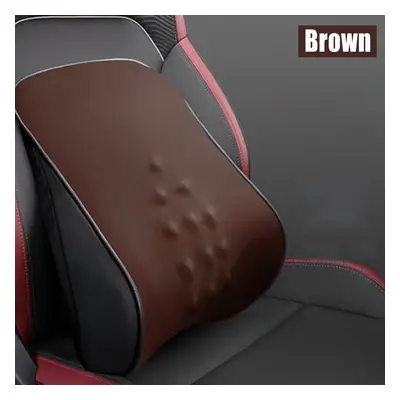 (Brown-Lumbar Pad) Car Seat Headrest Pillow Pad+Lumbar Pad Memory Foam Head Neck / Waist Cushion