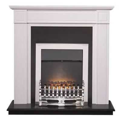 Adam Georgian Fireplace in Pure White/Black with Blenheim Electric Fire in Chrome, Inch