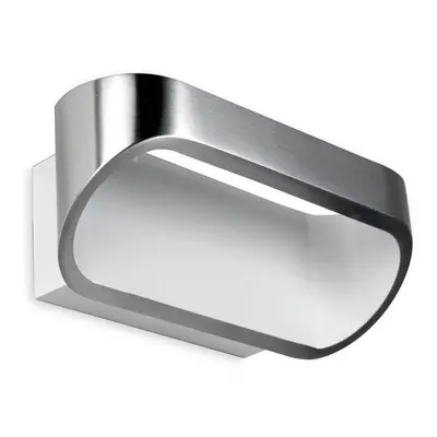 Leds-C4 Oval - LED Light Up & Down Small Wall Light White, Brushed Aluminium