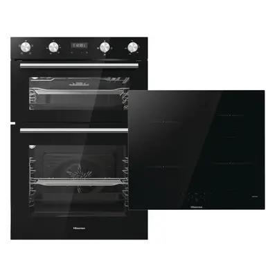 Hisense Built In Electric Double Oven and Induction Hob Pack - Black - A/A Rated