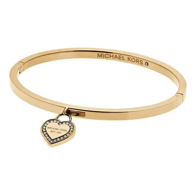 Michael Kors Stainless Steel and Pav? Crystal Heart Bangle Bracelet for Women Color: Gold (Model