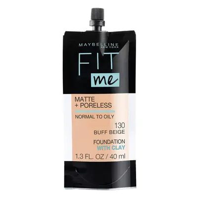 Maybelline New York Fit Me Matte + Poreless Liquid Foundation Pouch Format Buff Beige 1.3 Ounce