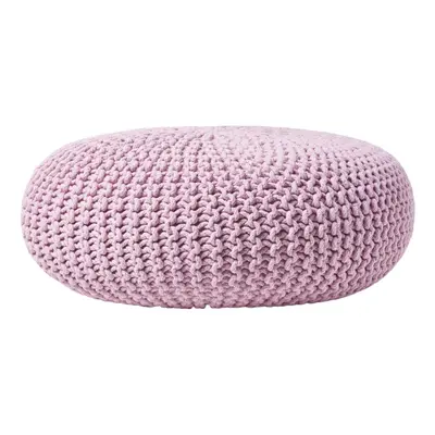 (Pink) Knitted Cotton Large Round Pouffe Footstool x cm