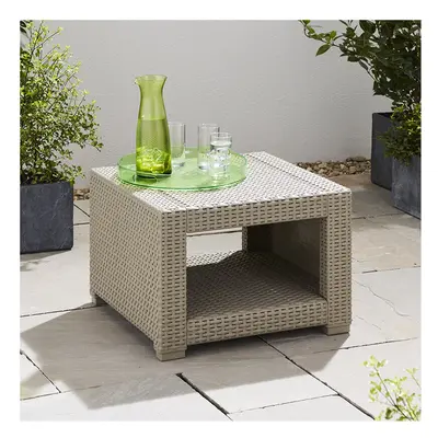 Rattan Effect Square Side Table