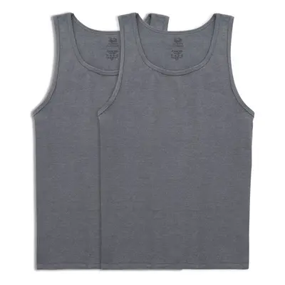 Fruit of the Loom Men's Eversoft Cotton T-Shirts S-4XL Tank-2 Pack-Charcoal Heather Small