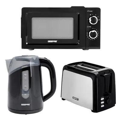 Geepas Slice Bread Toaster, 1.7L Kettle & 20L Manual Microwave Set