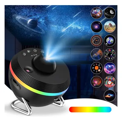 (Projection night light) Kids Star Projector Night Light with Films and RGB Light Modes, Galaxy 