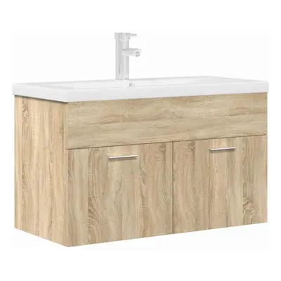 (sonoma oak, x 38.5 x cm) vidaXL Bathroom Sink Cabinet with Built-in Basin Sink Cupboard Concret