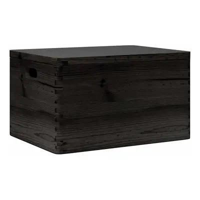 (black, x x cm) vidaXL Wooden Box Storage Box Wooden Crate Treasure Chest Solid Wood Pine